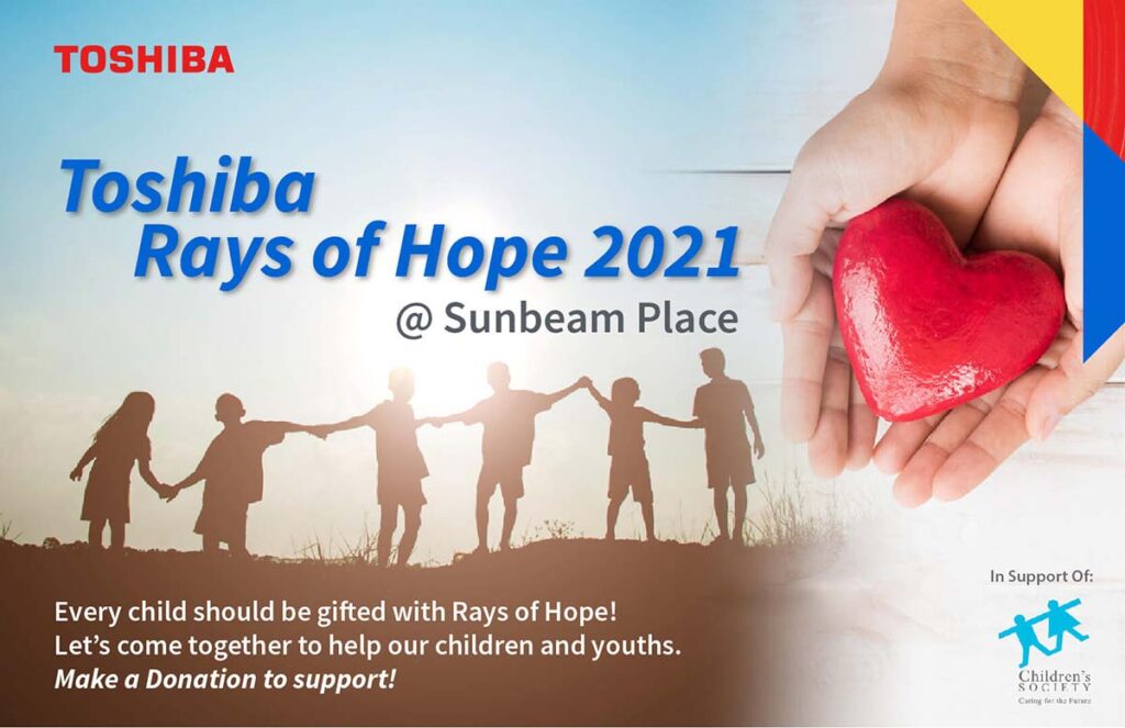 Toshiba partnering with Singapore Children’s Society for ‘Toshiba Rays of Hope 2021’